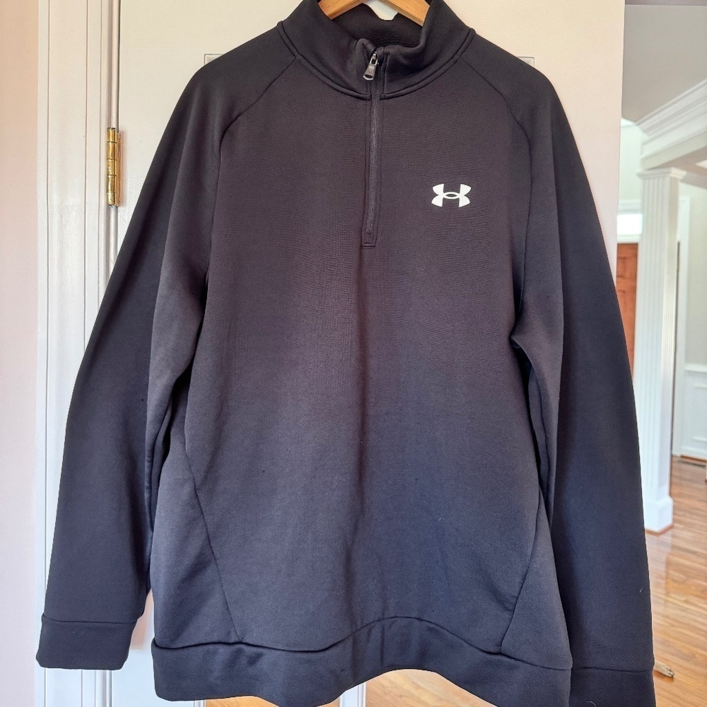 Under Armour Men's Armour Fleece ¼ Zip Active Pullover Black, Size XL - Picture 3 of 5